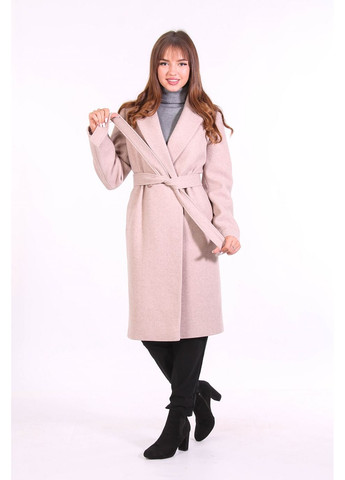 Бежеве демісезонне Пальто жіноча 009 меланж костюмна тканина бежевий Актуаль