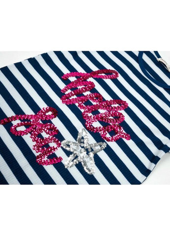 Комбинированное платье в полоску (12409-146g-blue) Breeze (300624935)