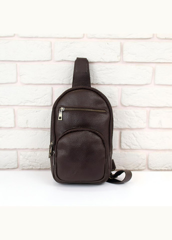 Сумка слінг чоловіча з натуральної шкіри Флотар із підкладкою. Коричнева No Brand (326600581)