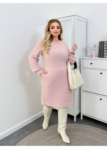 Рожева кежуал жіноча демісезонна сукня з ангори MonCher