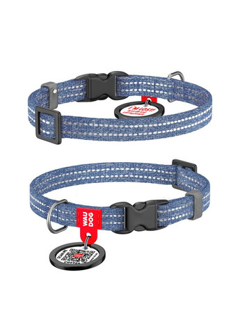 Нашийник для котів та дрібних порід собак WAUDOG Re-cotton з QR паспортом, відновлена бавовна, світловідбиваючий, пластикова No Brand (363198314)