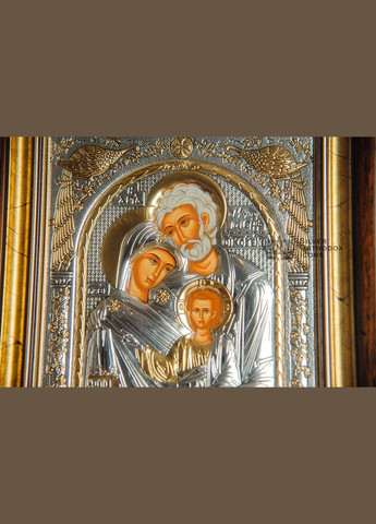 Ікона срібна "Святе Сімейство" 28,5х30,5см прямокутної форми під склом Silver Axion (266266175)