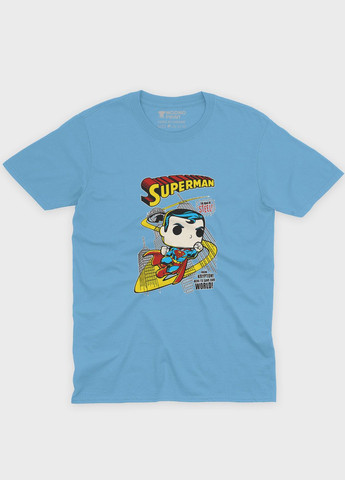 Голубая демисезонная футболка для мальчика с принтом супергероя - супермэн (ts001-1-lbl-006-009-003-b) Modno