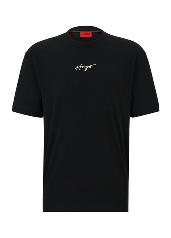 Черная футболка мужская Hugo Boss Relaxed-Fit Handwritten Logo