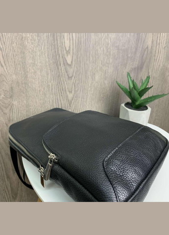 Мужские кожаные сумки бананка мессенджер на грудь, барсетка грудная из натуральной кожи черная(BRT) Brettani (336552069)