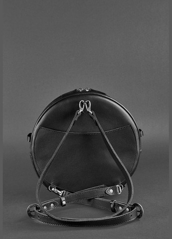 Шкіряна жіноча кругла сумка-рюкзак Maxi чорна (A-026517) BlankNote (327874374)