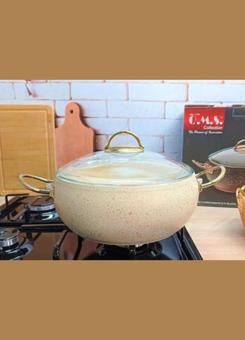 Кастрюля O.M.S. Collection 3141 с гранитным покрытием с крышкой 20 см 2,5 л Слоновая кость (Турция) No Brand (317185929)