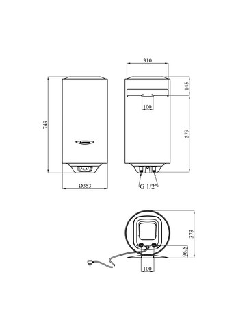 Водонагреватель Slim PRO1 ECO 40V 1,8K PL EU с мокрым ТЭНом 3626459 ARISTON (336933133)