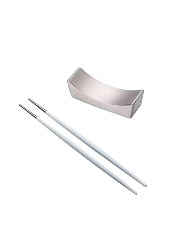 Набор серебряной подставки и палочек для суши серебро с белой ручкой для дома ресторанов, кафе. REMY-DECOR (293152714)