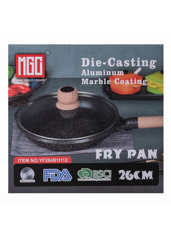 Алюмінієва сковорода 2,2 л з мармуровим антипригарним покриттям Ø 26 см Black HP-4-424B MGC (370802502)