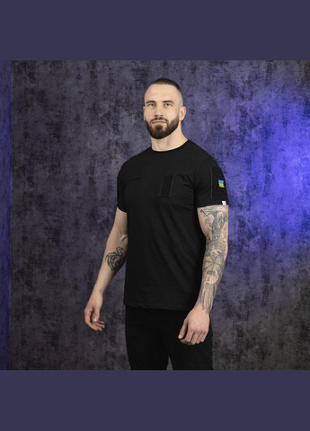 Тактична чоловіча футболка чорна з липучками під шеврони No Brand (346263333)