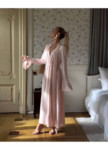 Рожева вечiрня сукня максі рожевого кольору 34628 кльош Fashion однотонна