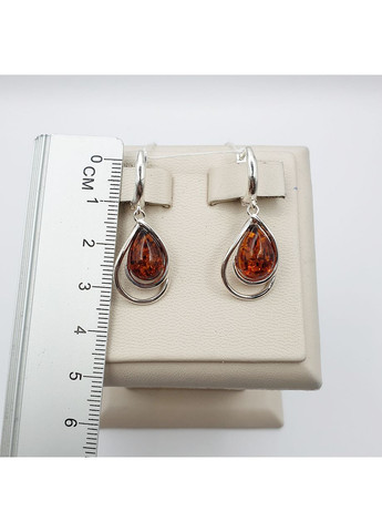 Сережки срібні з бурштином 4,7 г No Brand (369737617)