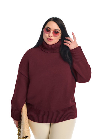 Бордовий вільний жіночий светр SVTR