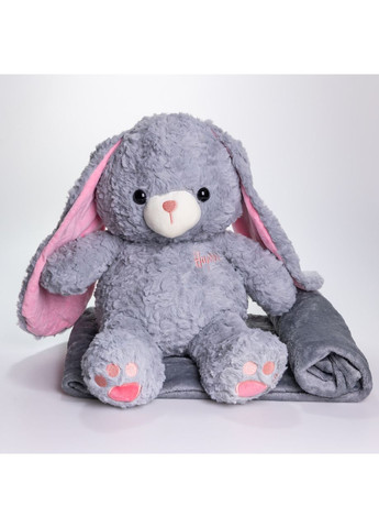 М'яка іграшка-плед, подушка 3 в 1 Зайчик плед в іграшці 35×32×40 (см) дитячий плед іграшка Сірий 509-9G Yiwu (370802027)
