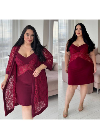 Бордовый демисезонный соблазнительный комплект для дома No Brand