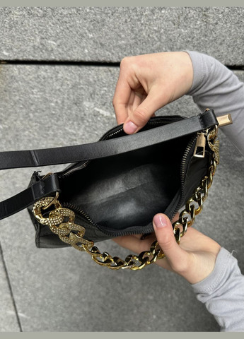 Жіноча сумка багет рептилія крокодиляча шкіра чорна No Brand (299279352)