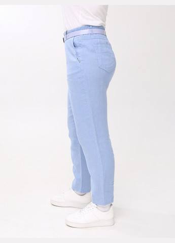 Брюки женские голубые прямые льняные летние CARMITO Пряма (297373575)
