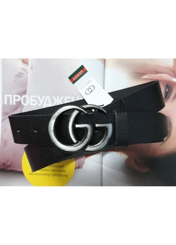 Жіночий шкіряний ремінь у стилі GG пряжка хром ширина 3.8 см BR-S (378616698)