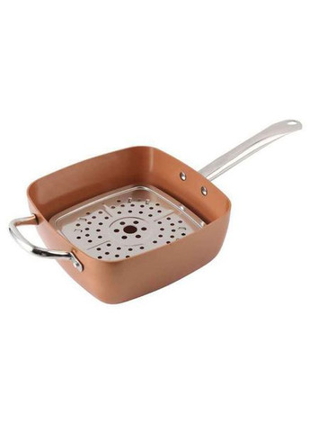 Сковорода-фритюрниця UN-5251 квадратна антипригарна з пароваркою та каструлею + скляна кришка 24 см Unique (364663687)