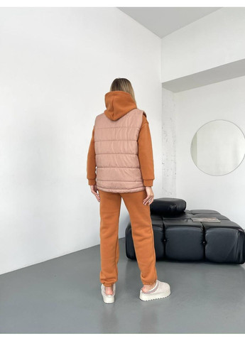 Стильний жіночий костюм-трійка (двосторонній жилет + худі + штани) No Brand (370032458)