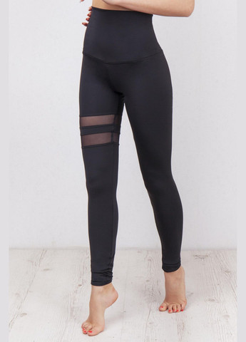 Спортивні лосини зі вставкою із сітки на нозі S чорні Opt-kolo (286785338)