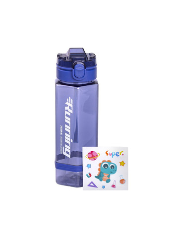 Бутылка для воды 760 мл с трубочкой и наклейками синяя Jooki (357206344)