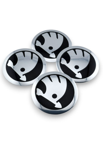 Наклейки на колпаки 90 мм, наклейки на оригинальный колпак Шкода 9 см серебряные (1 шт.) ) Skoda (354698435)