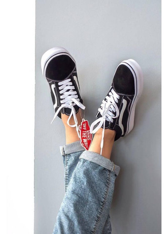 КЕДИ ЖІНОЧІ VANS OLD SKOOL CLASSIC BLACK WHITE ВАНС ОЛД СКУЛ No Brand чорні демісезони (368858030)