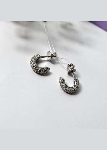 Серебряные серьги гвоздики на закрутках Двухсторонние с Белыми камнями серебро 925 пробы Родированное 54077р No Brand (306743419)