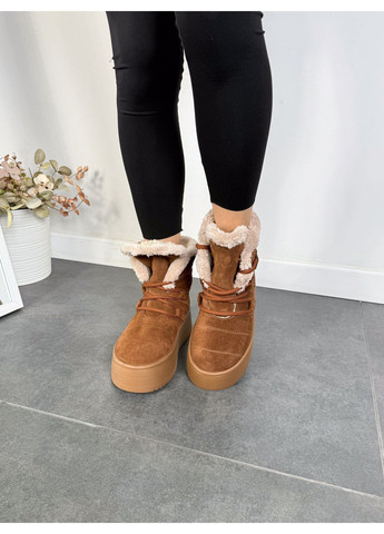 Зимние ботинки женские shoes коричневые Paradize без декора из натуральной замши