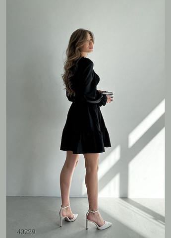 Чорна повсякденний літня сукня з пишною спідницею Liton однотонна