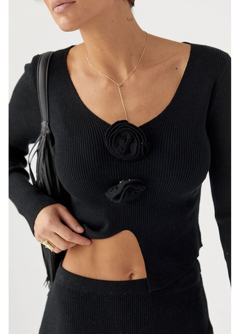 Приталенный костюм в рубчик из кофты и юбки Lurex (368276473)