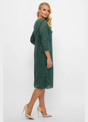 Темно-зеленое вечернее прямое гипюровое платье стелла темно-зеленое 56 Tatiana