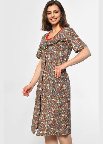 Халат женский полубатальный с принтом цвета хаки Let's Shop (297437583)
