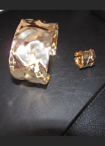 Набор золотистий браслет и каблучка скоба, манжет, кафф, 1175 Fashion Jewelry (341317350)