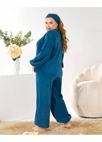 Морской волны зимняя домашний костюм из микрофлиса + чалма 🤍🤍🤍 кофта + брюки Україна