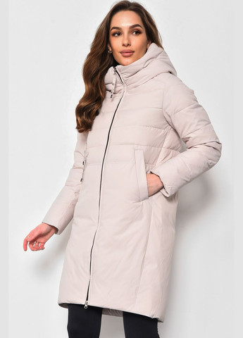 Бежева демісезонна куртка жіноча єврозима бежевого кольору Let's Shop