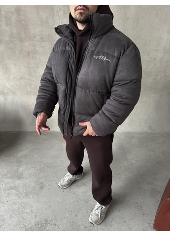 Серый зимний Пуховик No Brand