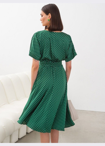 Зелена кежуал сукня-міді зеленого кольору в горошок Dressa в горошок
