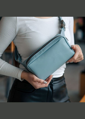 Блакитна шкіряна сумка бананка на пояс ручної роботи (SKY--4lx) PTL (315800983)