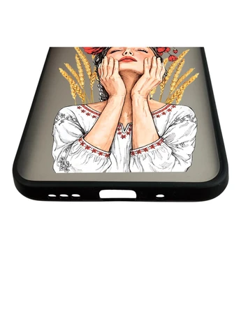 Чохол для телефона Redmi 9A с 3D принтом Девушка с маками и колосками із захистом камери чорний Xiaomi (399548300)