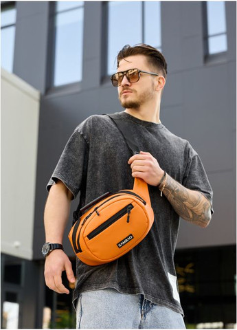 Мужская сумка через плечо из экокожи Оранжевая (9510301017) Sambag (361244941)