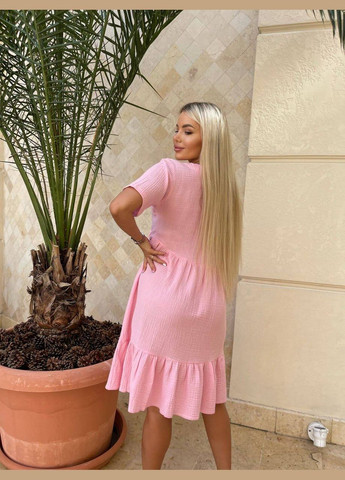 Розовое яркое платье женское Україна однотонное