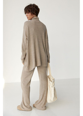 Свободный костюм в рубчик со свитером и прямыми брюками Lurex Костюм-двойка (370377251)