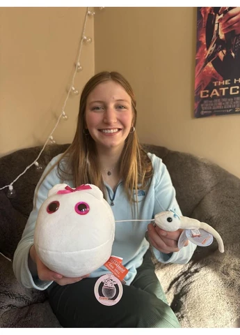 М'яка іграшка Яйцеклітина та Сперматозоїд GIANTmicrobes Deluxe Egg & Magnetic Sperm Cell, набір з магнітом No Brand (399985290)