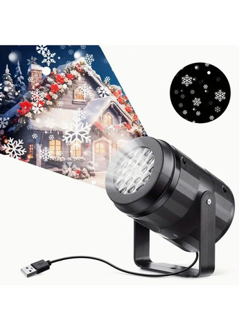 Новогодний рождественский лазерный проектор с интерактивными снежинками No Brand (368889095)
