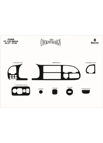 Накладки на панель (1997-2000) Карбон для Ford Transit рр Meric (390740512)