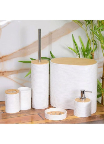 Набор аксессуаров 6в1 для ванной комнаты и душа, урна, дозатор для мыла, мыльница, стаканы, ершик No Brand (363044788)