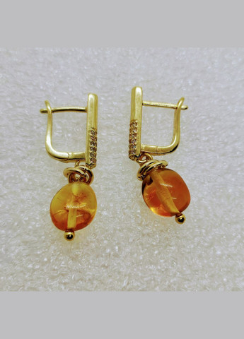 Сережки 3107 з натурального бурштину відтінок коньячний MINOV (311600062)